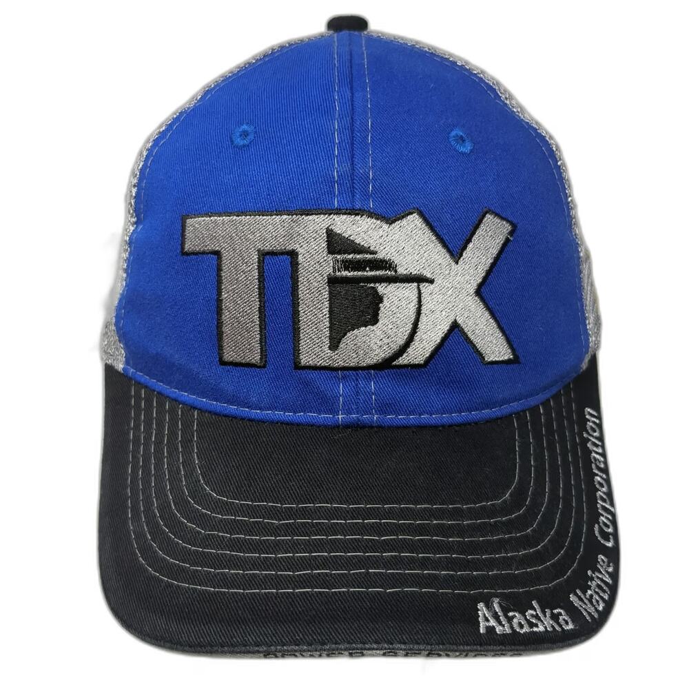Vie Blue Trucker Hat One Size TDX Alaska Native Corporation US Flag Snapback